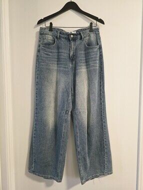 FLYING ANGEL Wide Leg Blue Lightweight 100% Cotton Jeans Denim Size 9 29